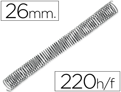 CJ50 espirales Q-Connect metálicos negros 26mm. paso 5:1
